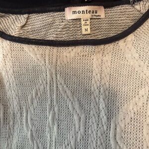 Monteau Women's Ivory Cable Knit Sweater